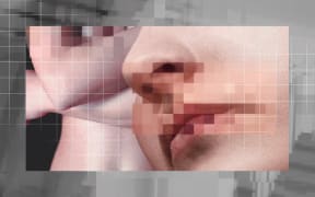 Composite of pixelated face and body