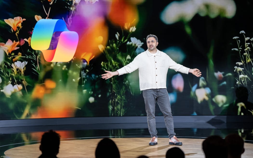 Microsoft AI chief executive Mustafa Suleyman speaking at an event highlighting Microsoft Copilot, the company's AI tool, on 4 April, 2025 in Redmond, Washington. The company also celebrated its 50th Anniversary.