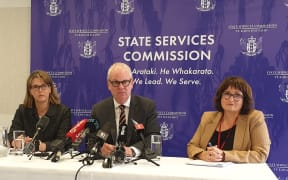 From left, Treasury Secretary Dr Caralee McLiesh, State Services Commissioner Peter Hughes and investigation leader Jenn Bestwick.