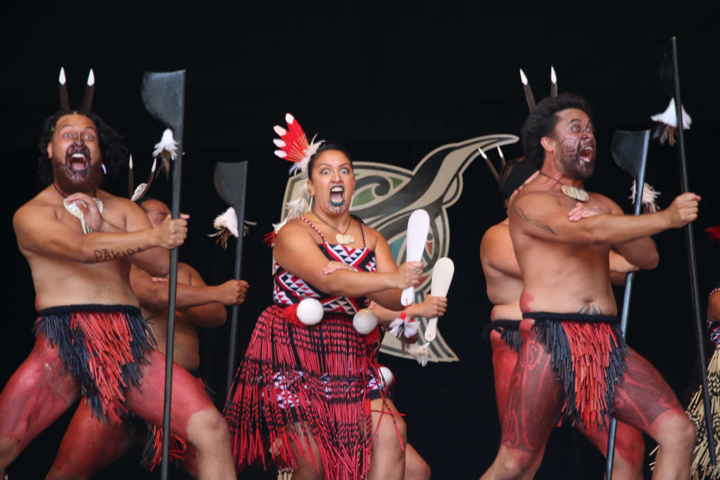 Nga Tumanako performing on the morning of day 3 of Te Matatini, the national kapa haka festival.