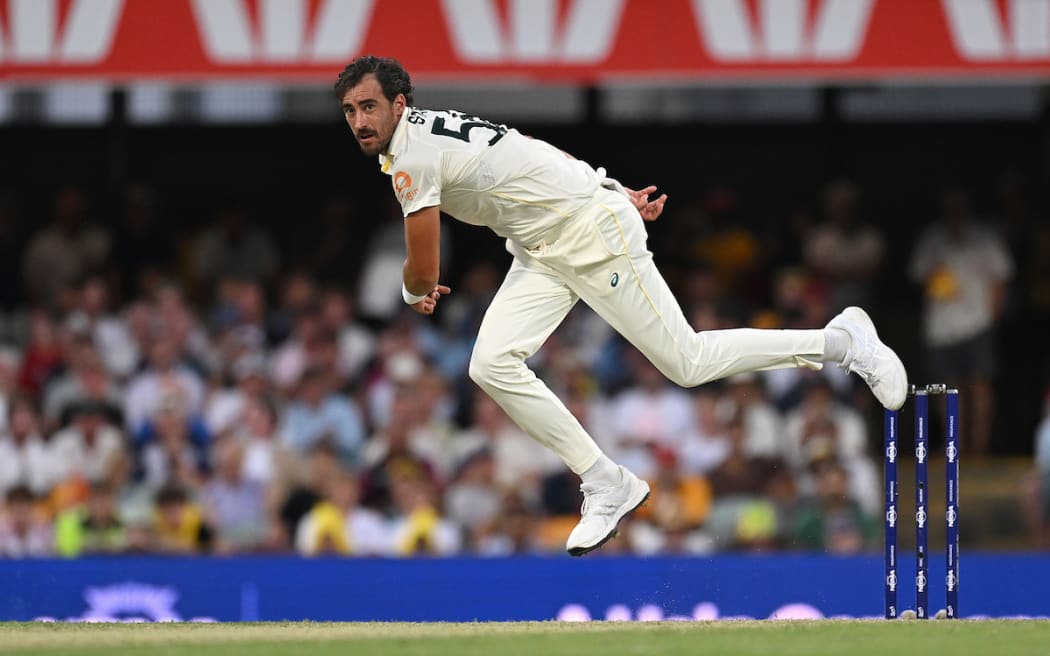 Australian bowler Mitchell Starc on Day 1 of the Second Men’s Ashes Test between Australia and England at The Gabba in Brisbane, Thursday, December 4, 2025. (AAP Image/Dave Hunt) NO ARCHIVING, EDITORIAL USE ONLY, IMAGES TO BE USED FOR NEWS REPORTING PURPOSES ONLY, NO COMMERCIAL USE WHATSOEVER, NO USE IN BOOKS WITHOUT PRIOR WRITTEN CONSENT FROM AAP