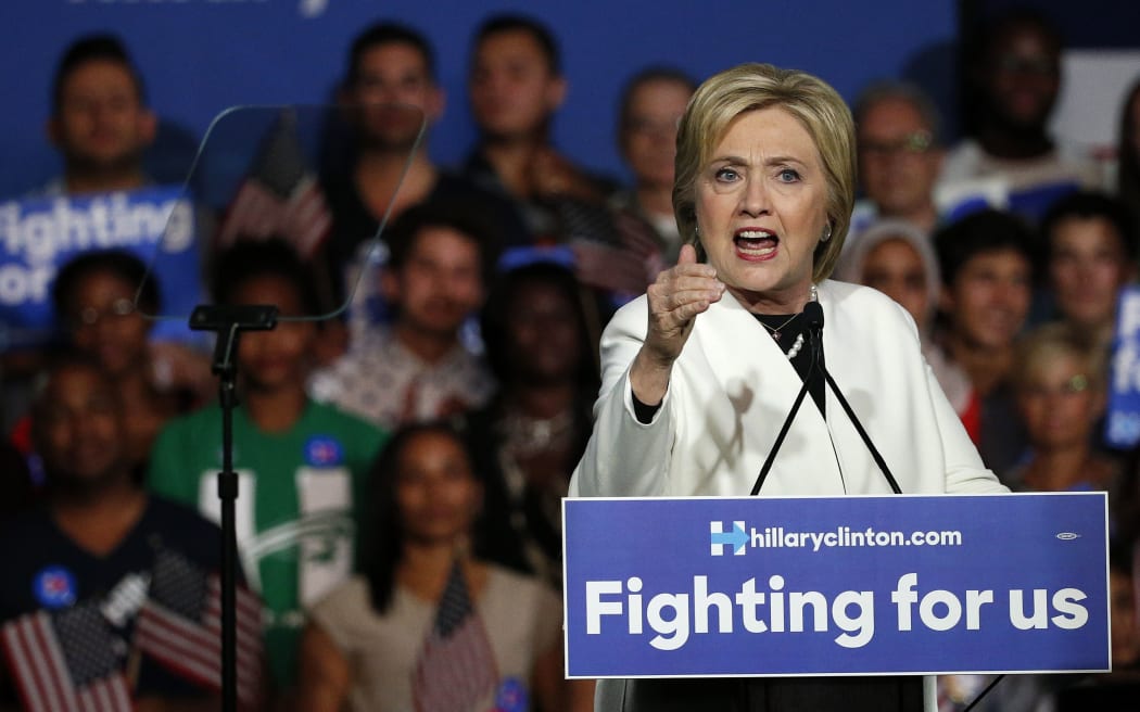 Hillary Clinton at a rally during a campaign event on Super Tuesday in Miami.