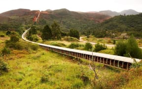 The conveyor belt at the Kouaoua mine.