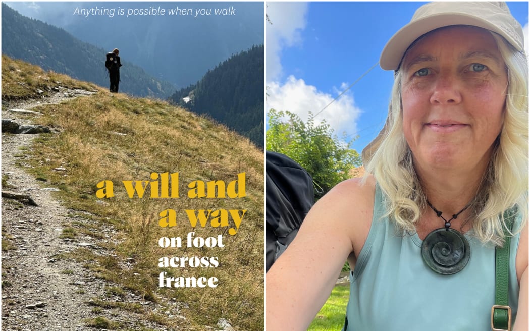 Left: the cover of 'A Will and A Way' by Jennifer Andrewes. Right: Jennifer pictured during a walk.