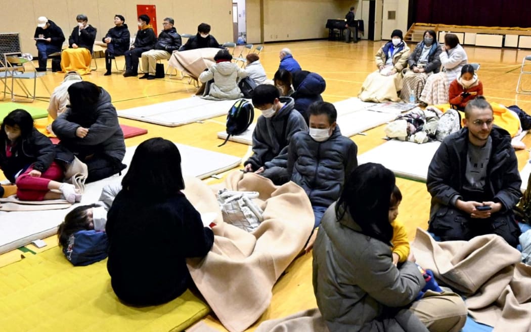 An elementary school gymnasium was turned into a shelter at Kamaishi Elementary School in Kamaishi City, Miyagi Prefecture, on December 9, 2025, after the 7.5 earthquake that struck off the east coast of Aomori Prefecture.