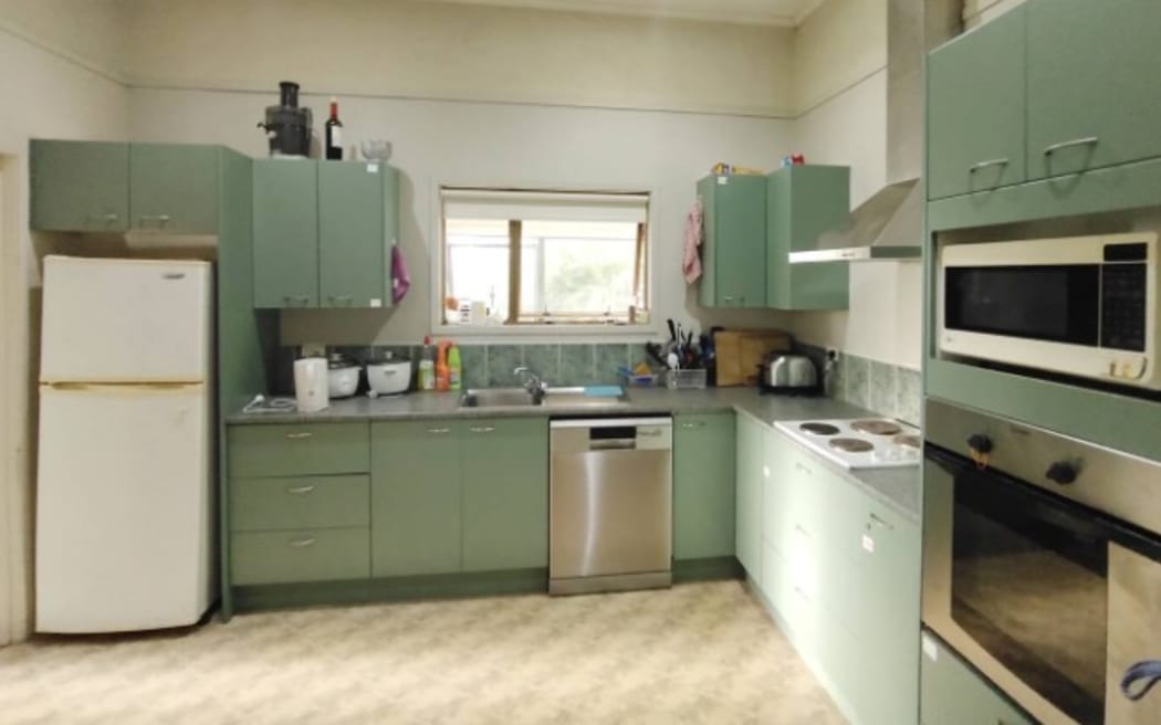 The kitchen inside the boarding house.