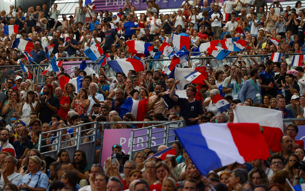 fans, Supporters, Public, Spectators,Fencing Women's Épée Team, during the Olympic Games Paris 2024 on 30 July 2024 at Grand Palais in Paris, France - Photo Gregory Lenormand / DPPI Media / Panoramic (Photo by Gregory Lenormand - DPPI Media / DPPI Media / DPPI via AFP)