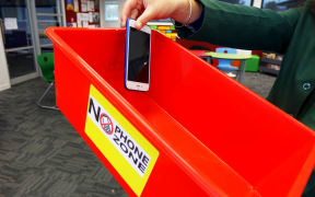 At East Otago High School all students' and teachers' phones go in the box at the beginning of class