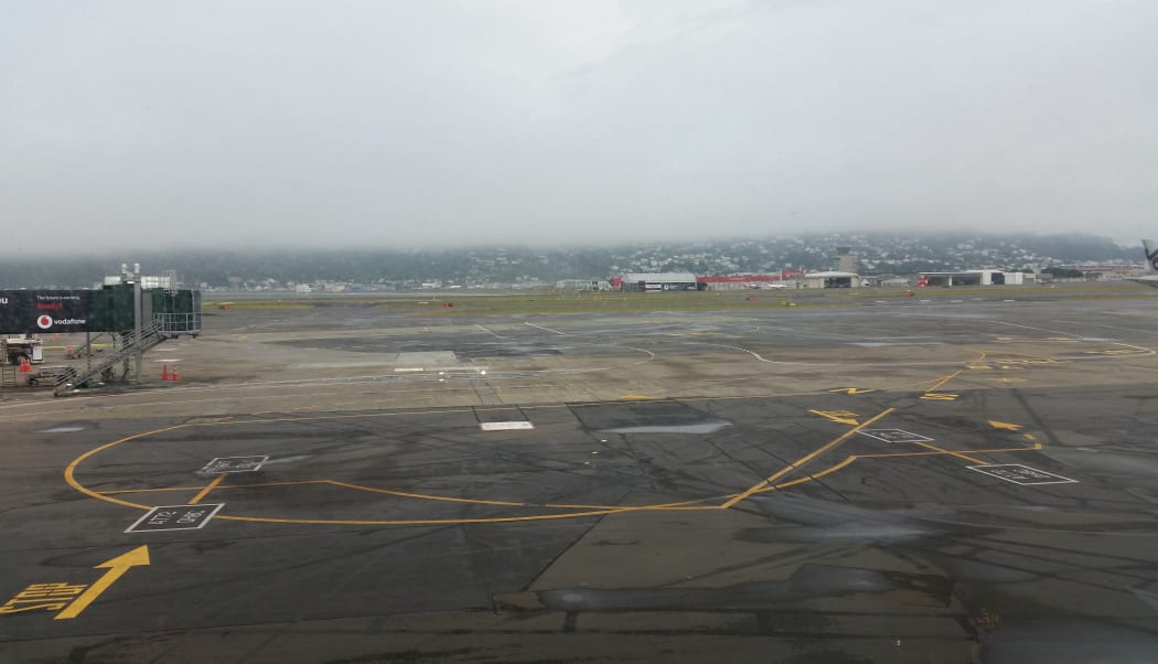 Fog shrouded Wellington Airport this morning, delaying flights.