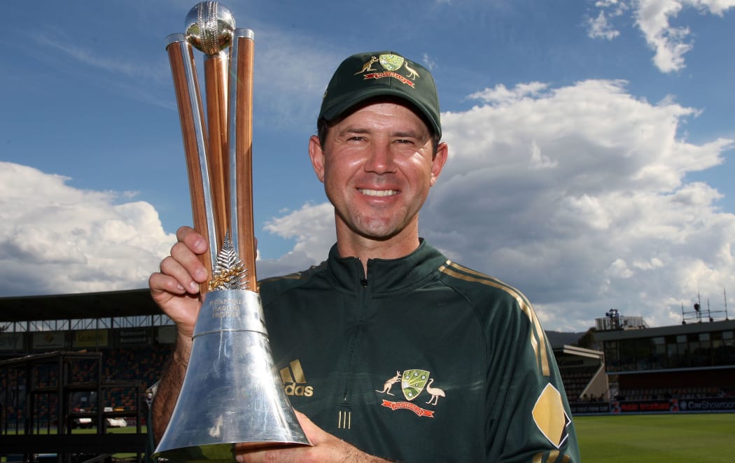 Ricky Ponting with the Chappell Hadlee Trophy