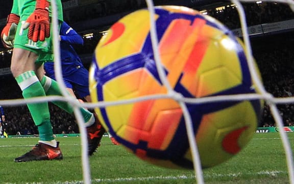 5th November 2017, Stamford Bridge, London, England; EPL Premier League football, Chelsea versus Manchester United; David De Gea of Manchester Utd looks at the ball in the net as Alvaro Morata of Chelsea scores making it 1-0