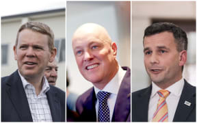 Labour leader Chris Hipkins, National leader Christopher Luxon and ACT leader David Seymour.