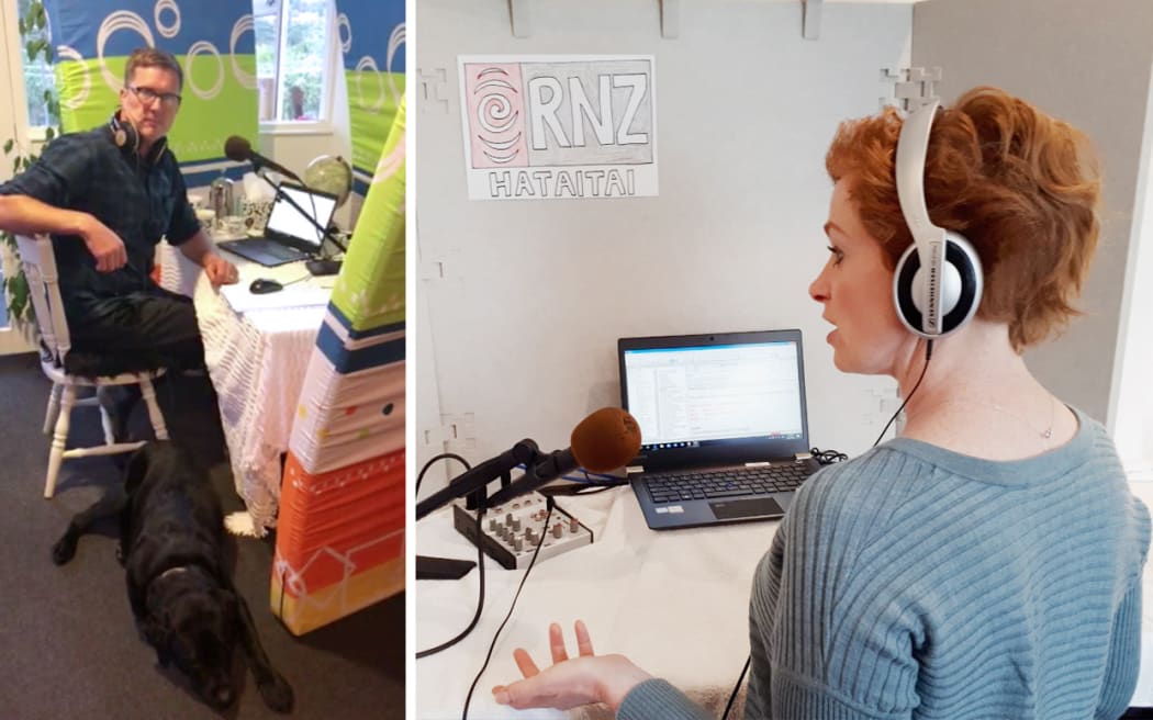 Corin Dann and Susie Ferguson broadcast from home during the Covid-19 lockdown