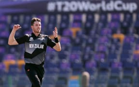 Adam Milne of the New Zealand at the World Cup 2021.