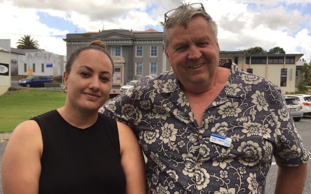 Kaipara Mayor Craig Jepson and Councillor Pera Paniora in Dargaville on Sunday amidst Cyclone Gabrielle response work.