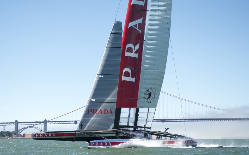 The Italian boat Luna Rossa in action.