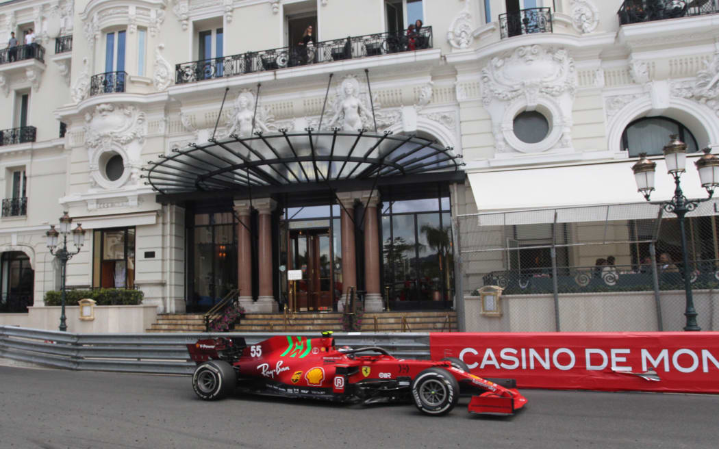 A Ferrari races through the streets of Monte Carlo