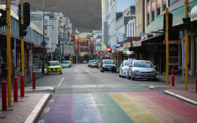 Central Wellington on the morning of 26 March, on the first day of the nationwide Covid-19 lockdown.