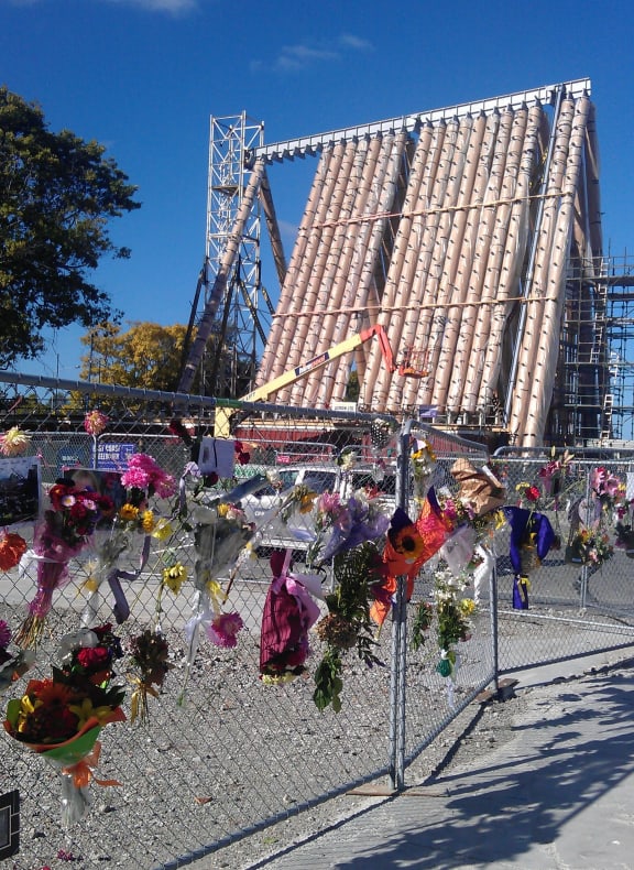 The cardboard cathedral near Latimer Square.