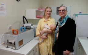 The bank’s first donor, Whangārei mum Ashlee Robinson, with Whangārei Rotary Club South past president Jenni Moore, who led the fundraising campaign for the almost $33,000 pasteuriser.