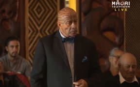 Te Kahautu Maxwell, of Te Whakatōhea, at Dr Ranginui Walker's tangi.