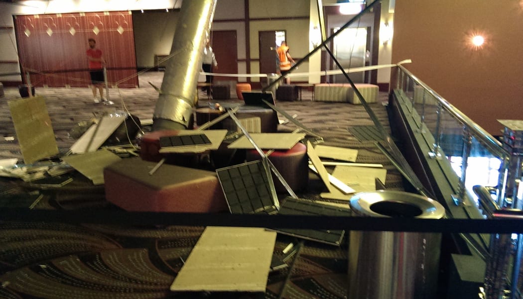 The ceiling collapse was in the cinema foyer.