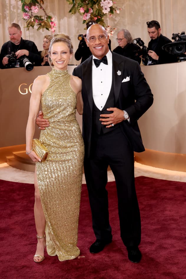 Lauren Hashian and Dwayne Johnson attend the 83rd Annual Golden Globe Awards at The Beverly Hilton on January 11, 2026 in Beverly Hills, California.