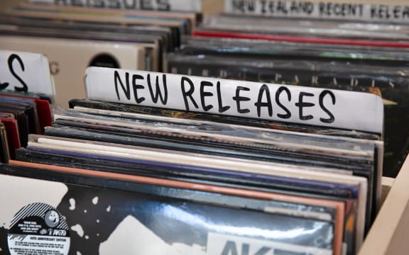 Vinyl in-store at Flying Out Records in Central Auckland.