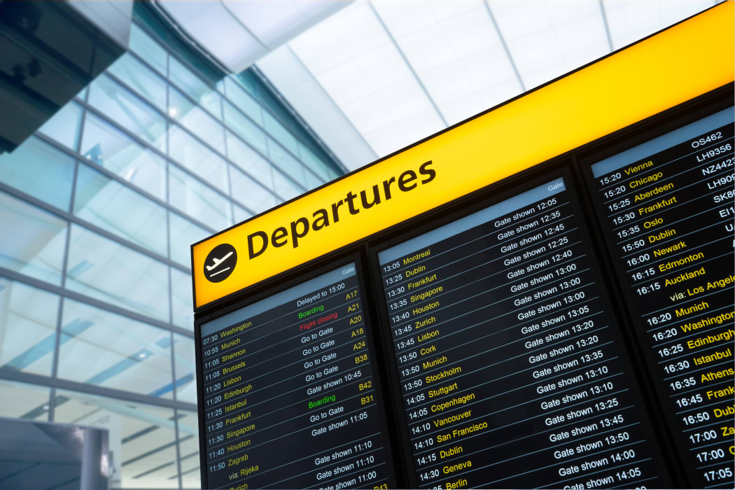Flight information, arrival, departure at the airport, London, England