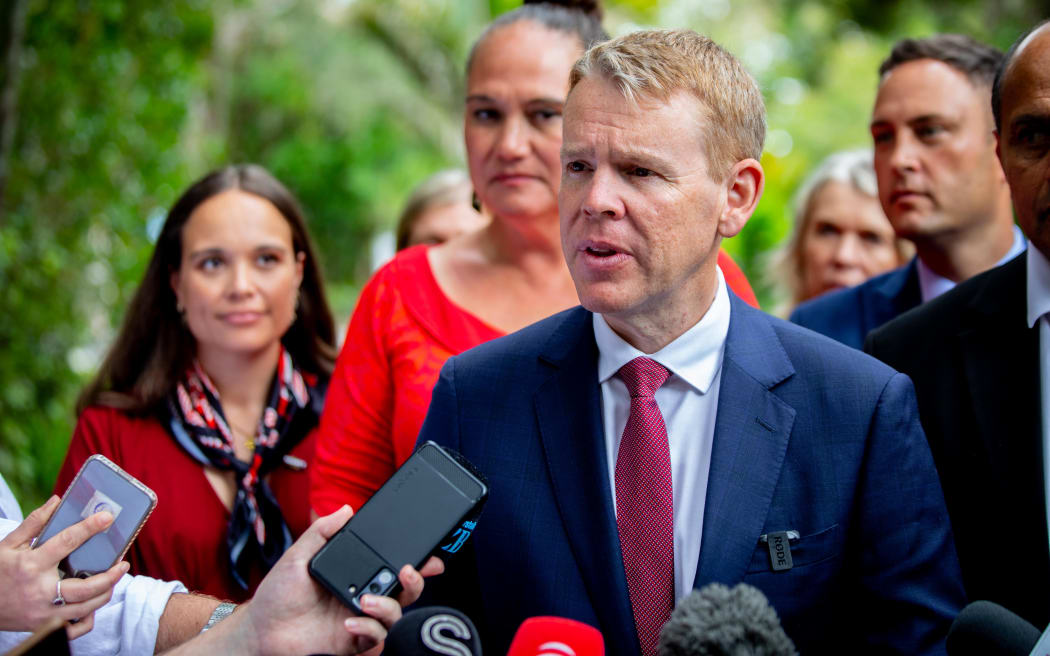 Labour leader Chris Hipkins faces the media following the formalities of Waitangi 2026.