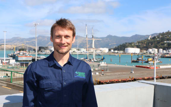 Canterbury Harbourmaster Guy Harris pictured in front of Whakaraupō Lyttelton Harbour.