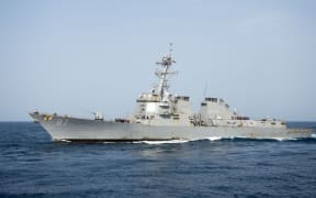 Destroyer USS Mason, which was targeted by missiles fired from rebel-held territory while patrolling the Red Sea off the Yemeni coast.