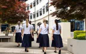 Students on the campus of Diocesan School for Girls.