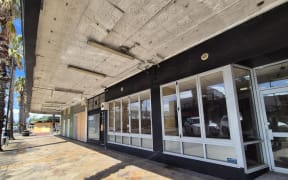 Boarded-up stores in central Gisborne.