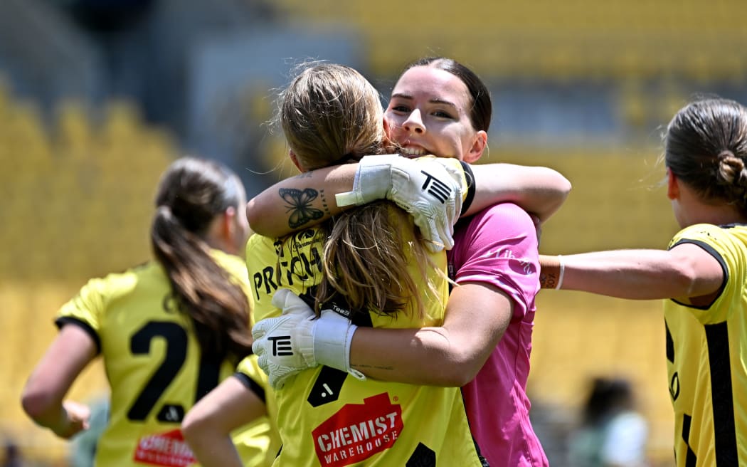Ava Pritchard of the Phoenix celebrates after scoring a goal during the  A-League Women's -  Wellington Phoenix Women v Canberra United at Sky Stadium, Wellington, New Zealand, Sunday 22 January 2023. © Copyright image by Masanori Udagawa / www.photosport.nz
