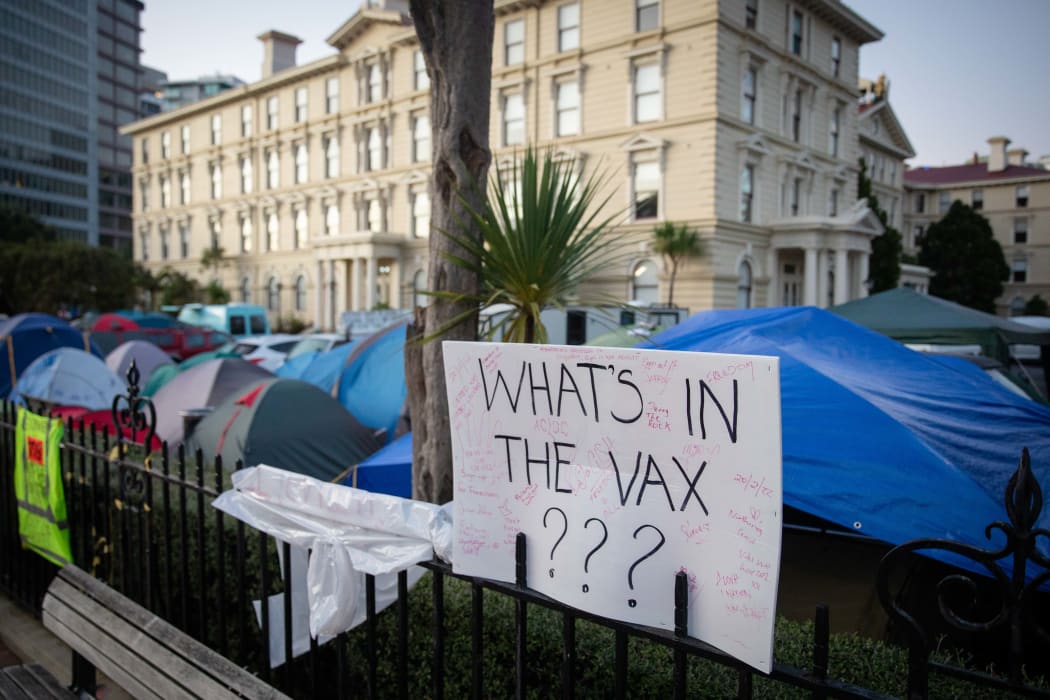 Protesters' tents at Parliament grounds 25 February 2022.