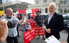 Barry Young and his supporters at Wellington District Court