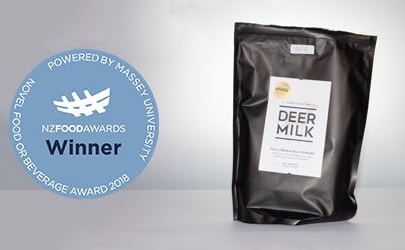 Deer milk from Pāmu Foods has won a prize for the most novel product.