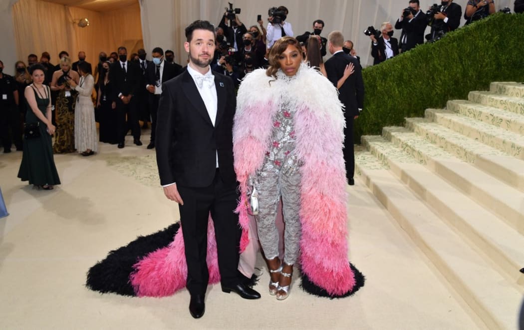 US tennis player Serena Williams and her husband Reddit co-founder Alexis Ohanian arrive for the 2021 Met Gala at the Metropolitan Museum of Art on September 13, 2021 in New York.