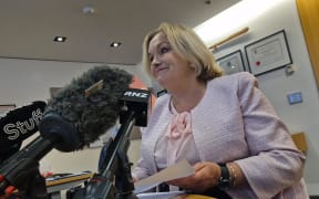 Judith Collins in her Beehive office post-retirement media conference on 28/01/26