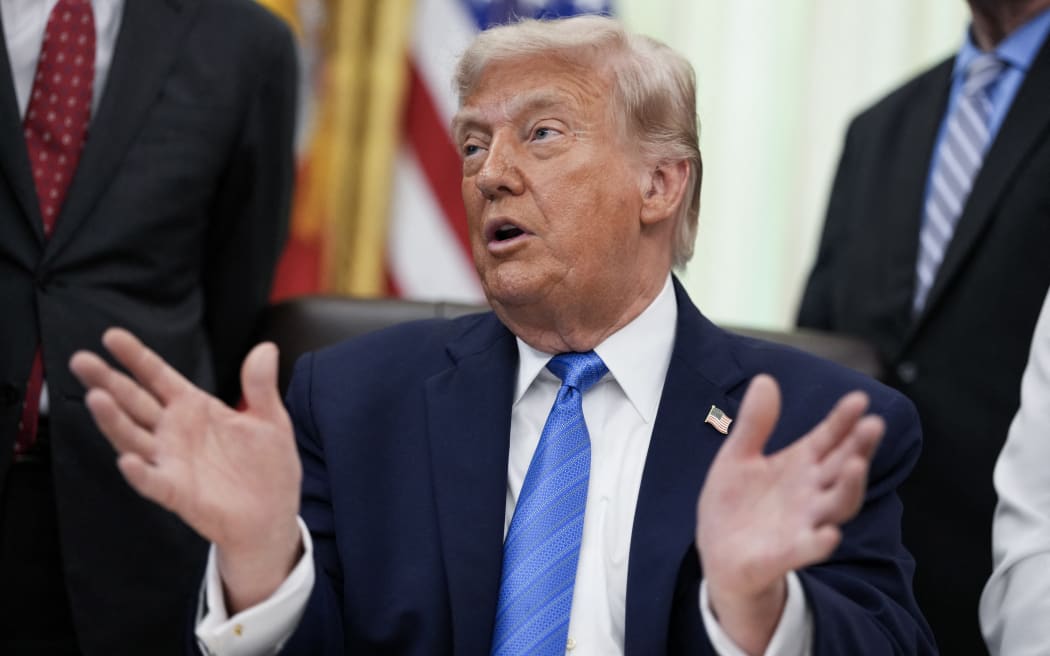 US President Donald Trump speaks during a signing ceremony for the “Secure America Act” in the Oval Office of the White House in Washington, DC, on June 10, 2026. The bill provides around $38 billion for Immigration and Customs Enforcement (ICE), $26 billion for Border Patrol and another $5 billion for unforeseen costs, effectively ensuring a steady flow of money for Trump’s deportation agenda through fiscal 2029.