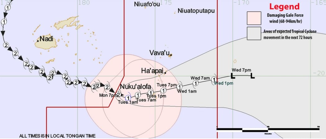 The Category 1 Tropical Cyclone Sarai is forecast to reach Tonga today. 31 December 2019