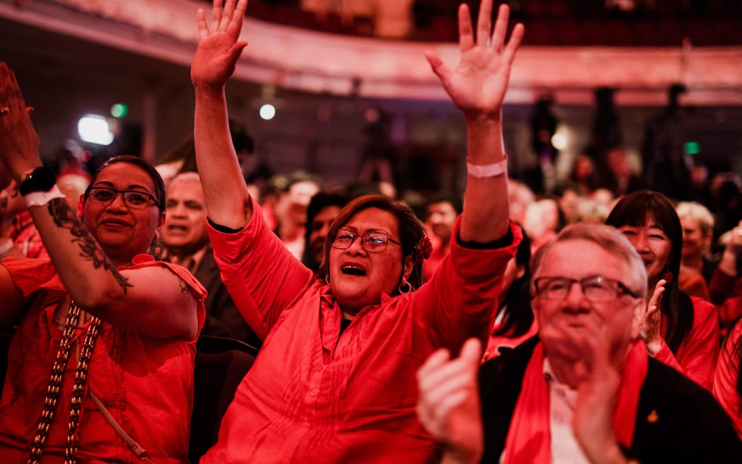 Labour Party supporters are celebrating at the Auckland headquarters.