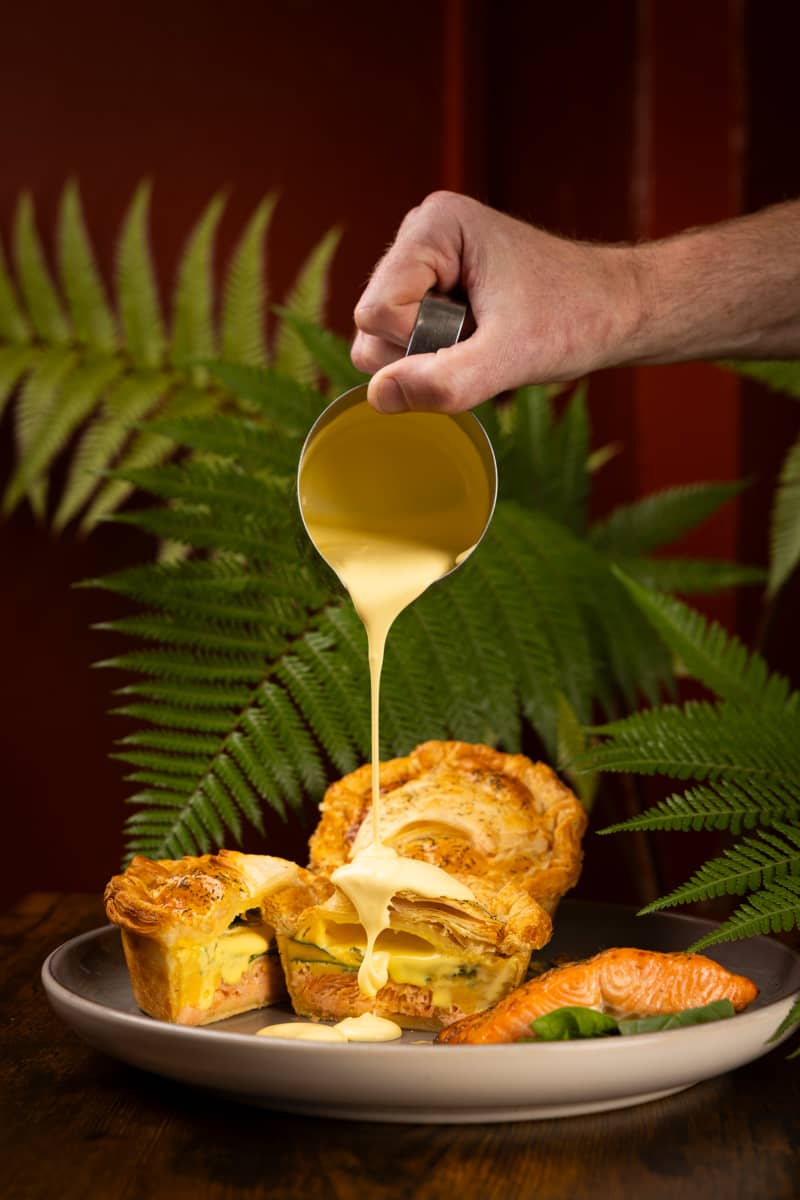 A pie inspired by eggs benedict at Salut in Wellington.