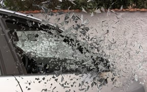 A broken car windscreen