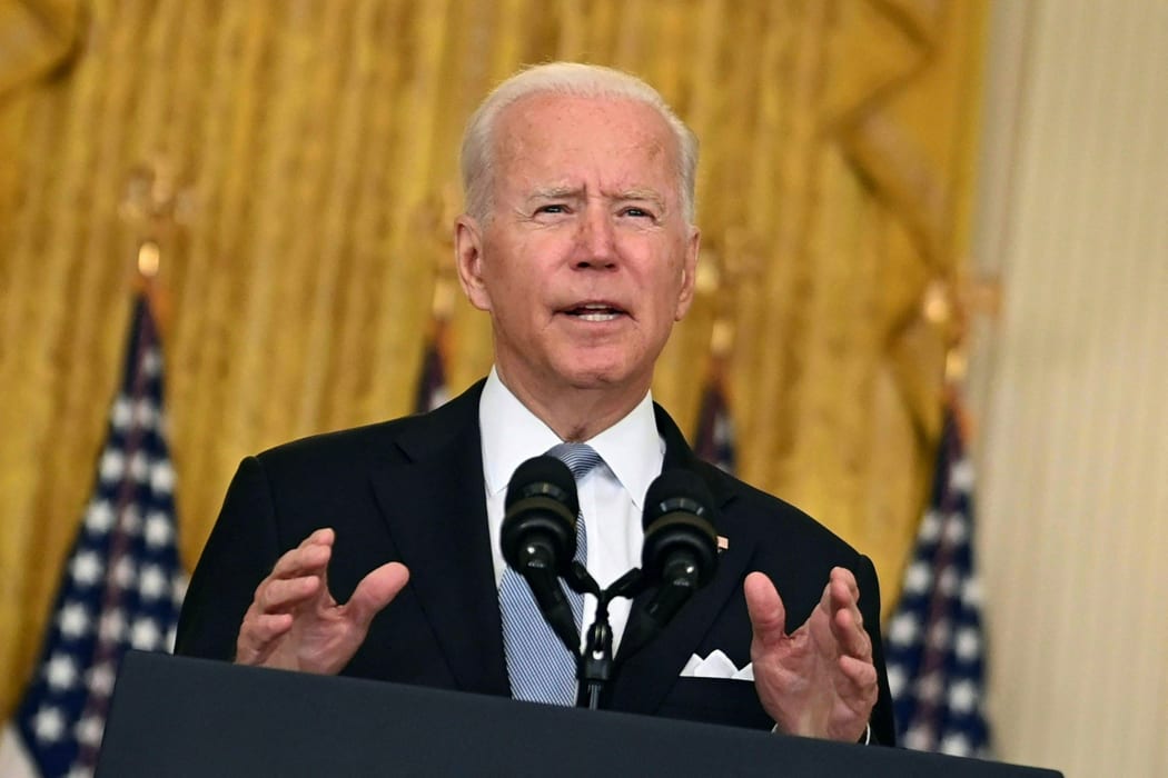 US President Joe Biden delivers remarks about the situation in Afghanistan in the East Room of the White House on August 16, 2021 in Washington,DC.