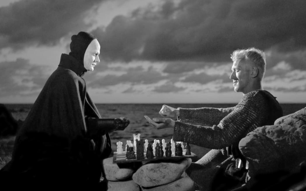 A shot from Ingmar Bergman's film The Seventh Seal