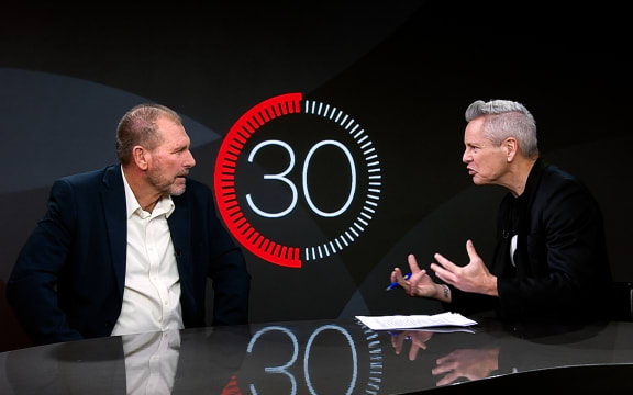 Detective Inspector Scott Beard in studio for an interview on season 3 of 30 with Guyon Espiner.