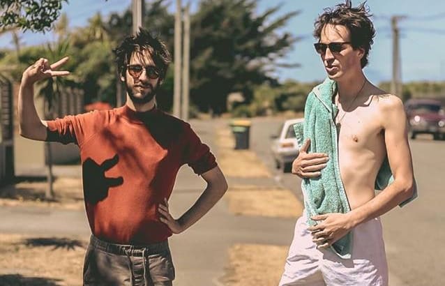 Martin Sagadin and Marlon Williams on set for the 'What's Chasing You' shoot