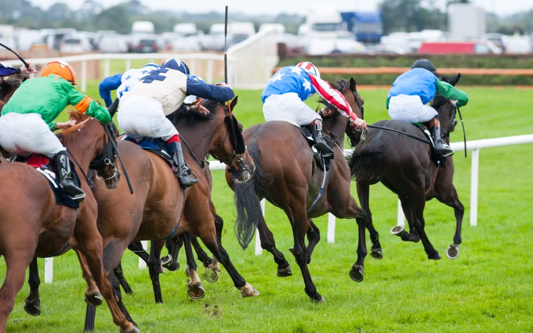 Stock image of horse racing